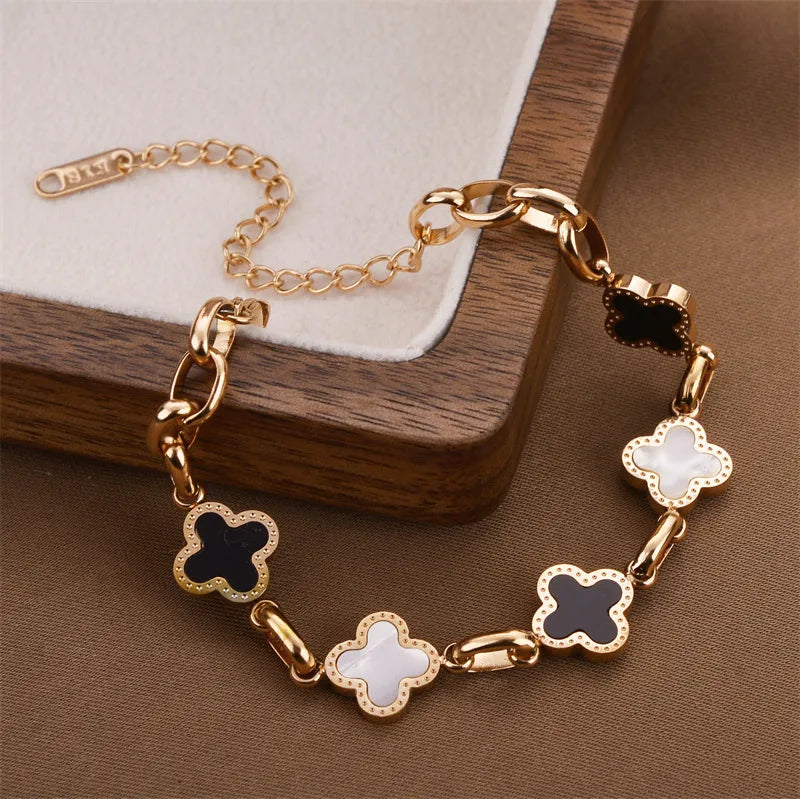 Multicoloured Onyx Clover Bracelet