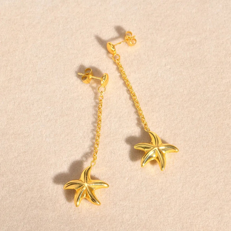 Starfish Plated Drop Earrings