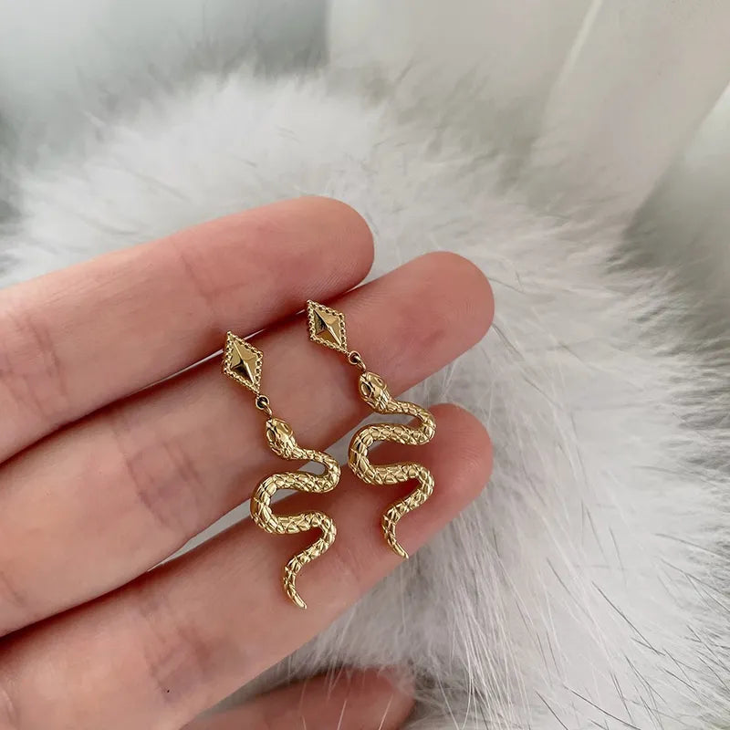 Gold Snake Earings